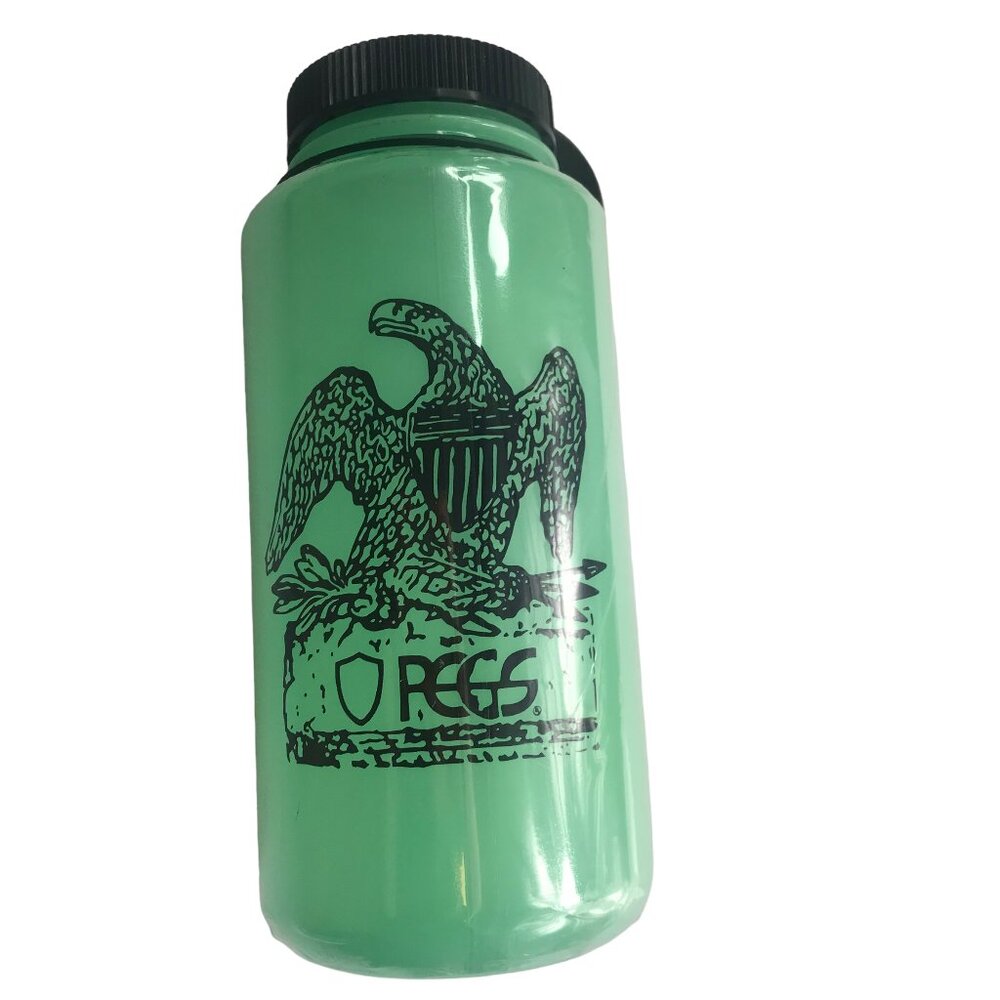 New Green Plastic NALGENE Water Bottle. Black Screw Top Lid. Eagle Design.